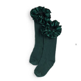 CARAMELO Ruffle Ribbon Knee Length Socks Bottle Green
