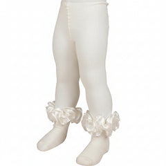 Ivory Ruffle Ribbon Ankle Tights from Caramelo Kids.
