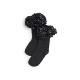 CARAMELO Ruffle Ribbon Ankle Socks Black