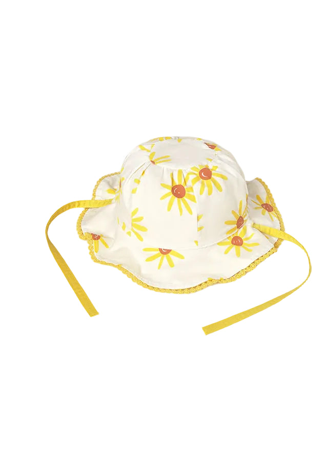 Mayoral reversible sun hat with yellow floral pattern