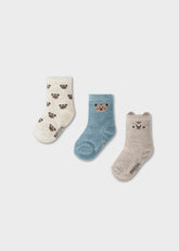 Mayoral Baby Boys Patterned Socks Set – three pairs featuring playful tiger patterns.