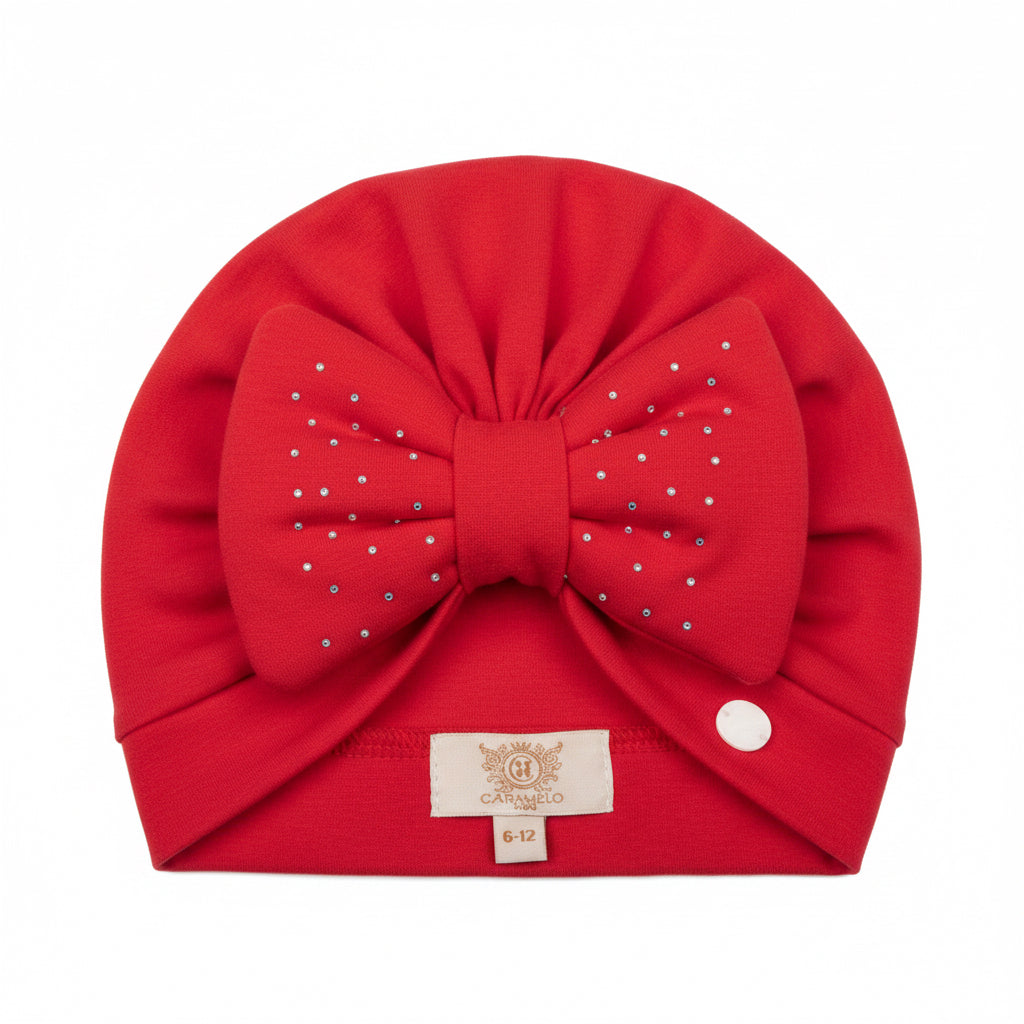 Caramelo Kids Diamante Bow Turban Ivory