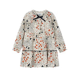 Girls Hearts Print Dress Metallic Thread