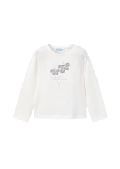 Girls Cream Long Sleeve Top and Plaid Skirt