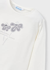 Girls Cream Long Sleeve Top and Plaid Skirt