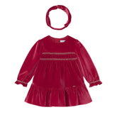 Baby Girls Mayoral Red Velvet Dress with Headband