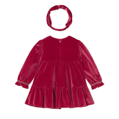 Baby Girls Mayoral Red Velvet Dress with Headband