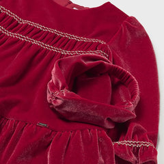Baby Girls Mayoral Red Velvet Dress with Headband