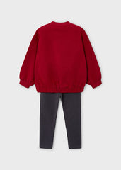 Girls Mayoral Red Bow Jumper Legging Set