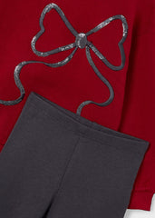 Girls Mayoral Red Bow Jumper Legging Set
