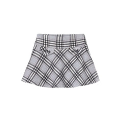 Girls Cream Long Sleeve Top and Plaid Skirt