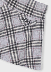 Girls Cream Long Sleeve Top and Plaid Skirt