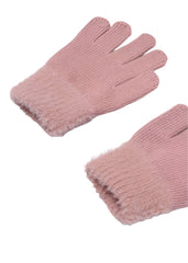 Girls Mayoral Tricot Fur Gloves