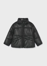 Mayoral Girls Padded Jacket in Black. Durable polyurethane and polyester exterior with soft polyester lining and filling for warmth and comfort.
