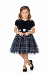 BALLOON CHIC Blue Velvet Dress