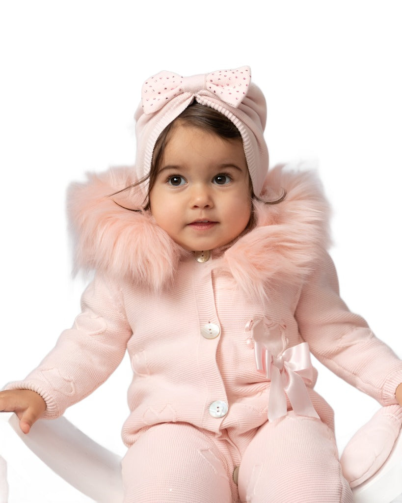 Diamante Bow Knitted Turban Pink Diamante Bow Knitted Turban Pink