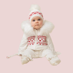 Mini Knitted Heart Fairisle Zip Romper