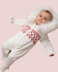 Mini Knitted Heart Fairisle Zip Romper