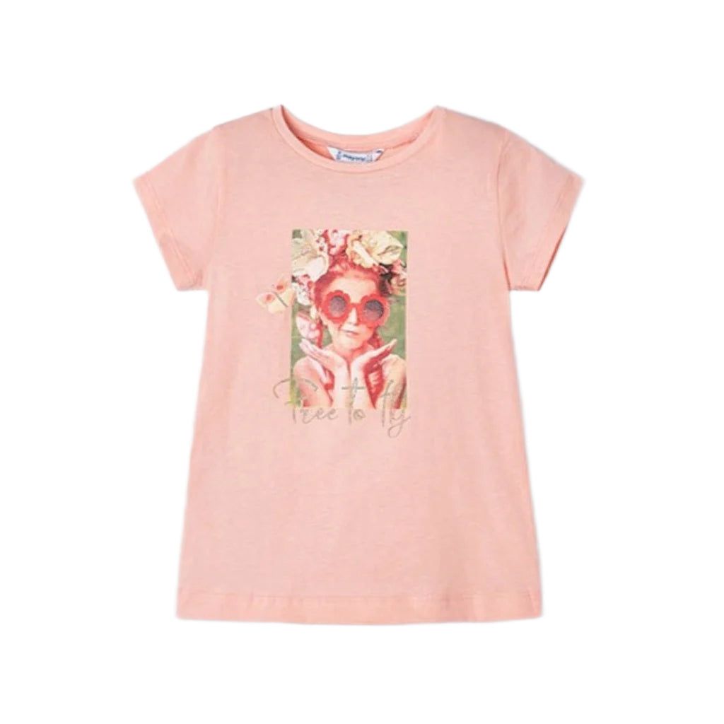 Mayoral Girls Short Sleeved T-Shirt Salmon