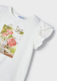 Girls Peach Pearl T-Shirt Short Set