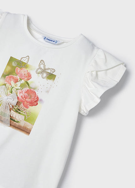 Girls Peach Pearl T-Shirt Short Set