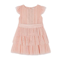 Mayoral Pearl Girls Pleated Tulle Dress Nude
