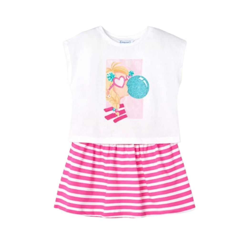 Mayoral Girls Skirt Set Fuchsia