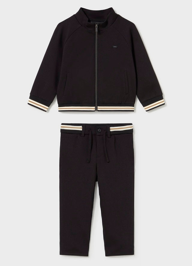 Mayoral Baby Boys Smart Black trouser set in premium viscose blend. Soft, breathable fabric with secure zipper closure for easy dressing.