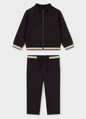 Mayoral Baby Boys Smart Black trouser set in premium viscose blend. Soft, breathable fabric with secure zipper closure for easy dressing.