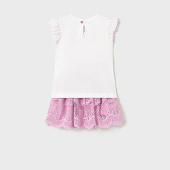 Baby Girls Embroidered Tulle Skirt Set Mauve