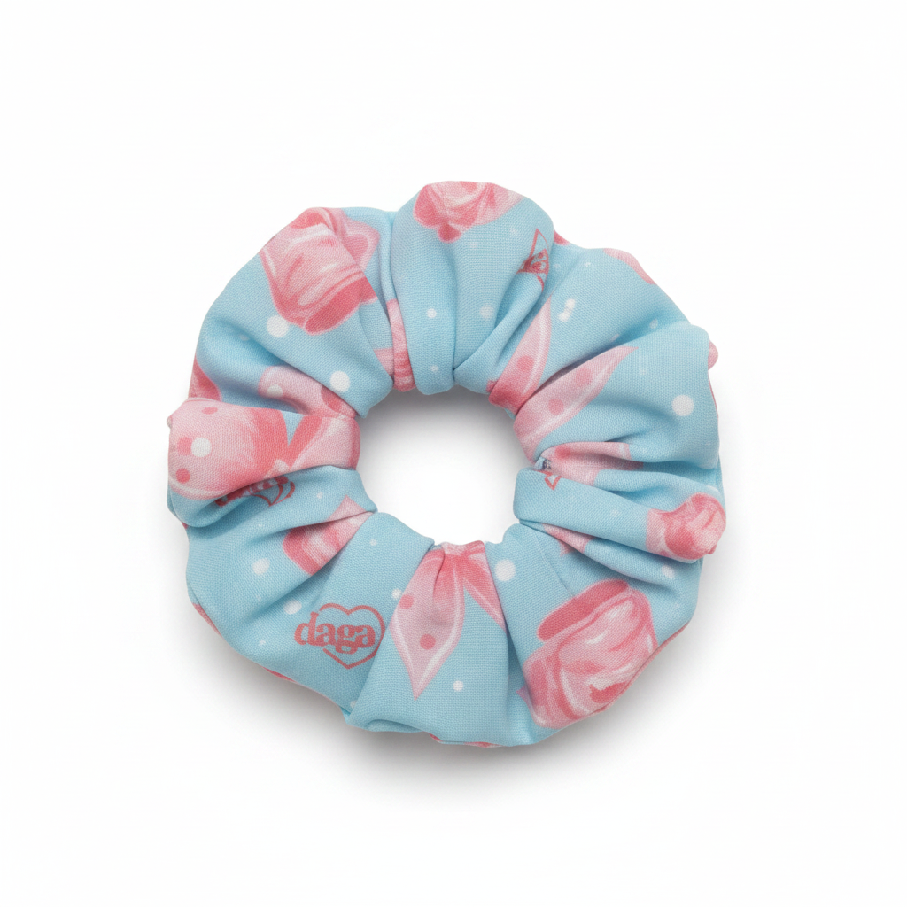 DAGA Magic Bow Scrunchie Aqua Pink