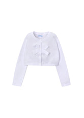 A soft knit tricot cardigan by Mayoral in classic white.