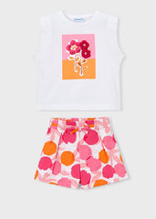 Girls Mayoral Top with Patteren Skorts