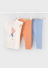 Girls Mayoral Leggings Set – a sweet and comfy essential for little ones. Perfect for playtime or everyday wear. Sky Blue/Tangerine