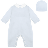 EMILE et ROSE KALEB Baby Blue Knitted All In One & Hat
