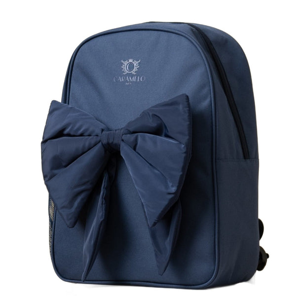 Navy Backpack and matching pencil case with bow from Caramelo Kids.