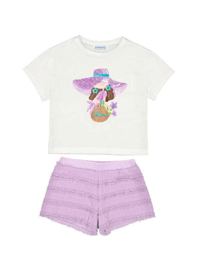 Girls Mayoral Lilac Short Set