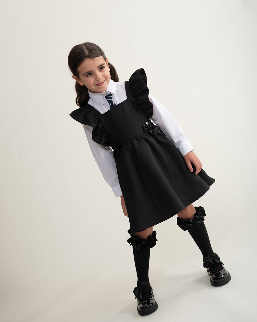 CARAMELO BTS Black Flared Pinafore with Bow