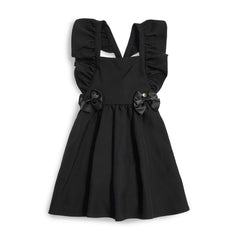 CARAMELO BTS Black Flared Pinafore with Bow