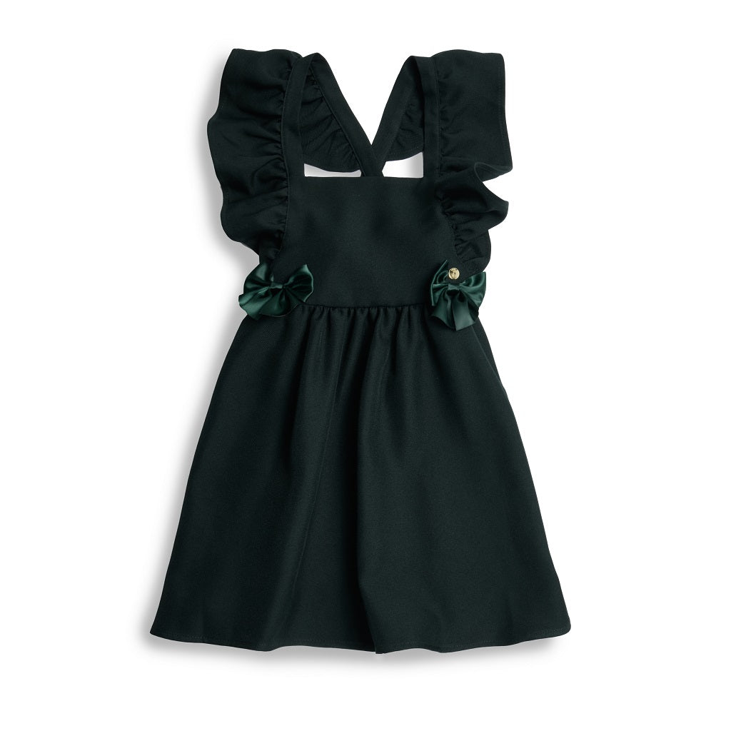 BTS Bottle Green Flared Pinafore with Bow BTS Bottle Green Flared Pinafore with Bow