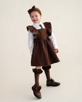 CARAMELO BTS Brown Flared Pinafore with Bow