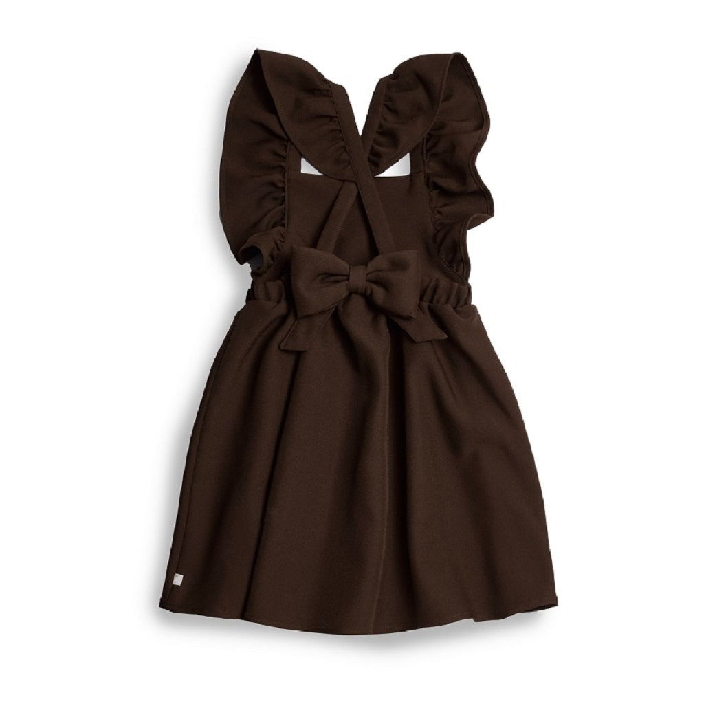 CARAMELO BTS Brown Flared Pinafore with Bow CARAMELO BTS Brown Flared Pinafore with Bow