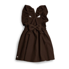 CARAMELO BTS Brown Flared Pinafore with Bow