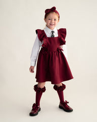CARAMELO BTS Maroon Flared Pinafore with Bow