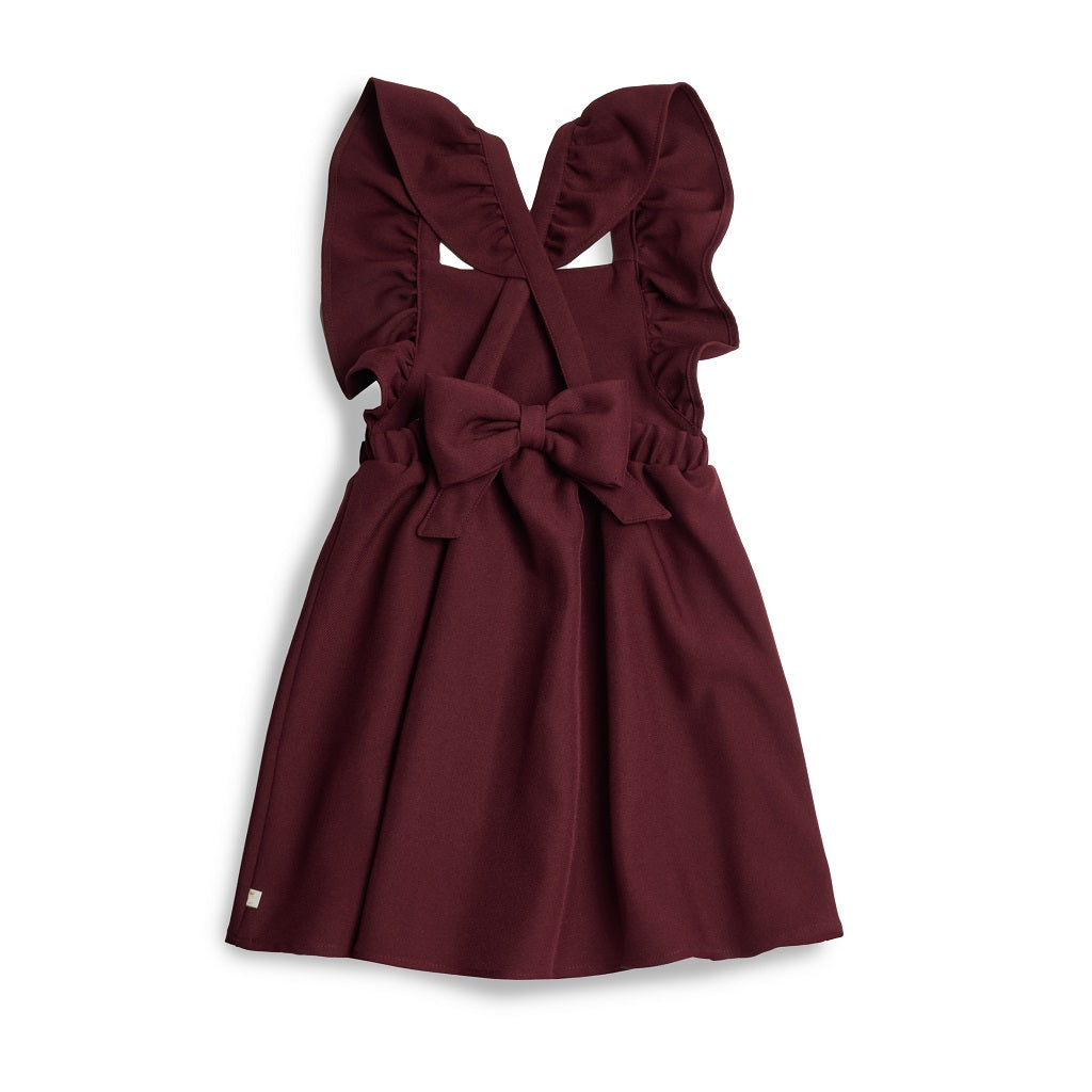 CARAMELO BTS Maroon Flared Pinafore with Bow CARAMELO BTS Maroon Flared Pinafore with Bow