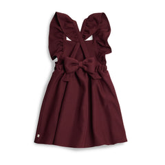 CARAMELO BTS Maroon Flared Pinafore with Bow