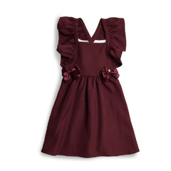 CARAMELO BTS Maroon Flared Pinafore with Bow