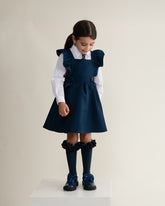 BTS Navy Flared Pinafore with Bow