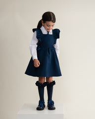 BTS Navy Flared Pinafore with Bow