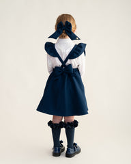 BTS Navy Flared Pinafore with Bow